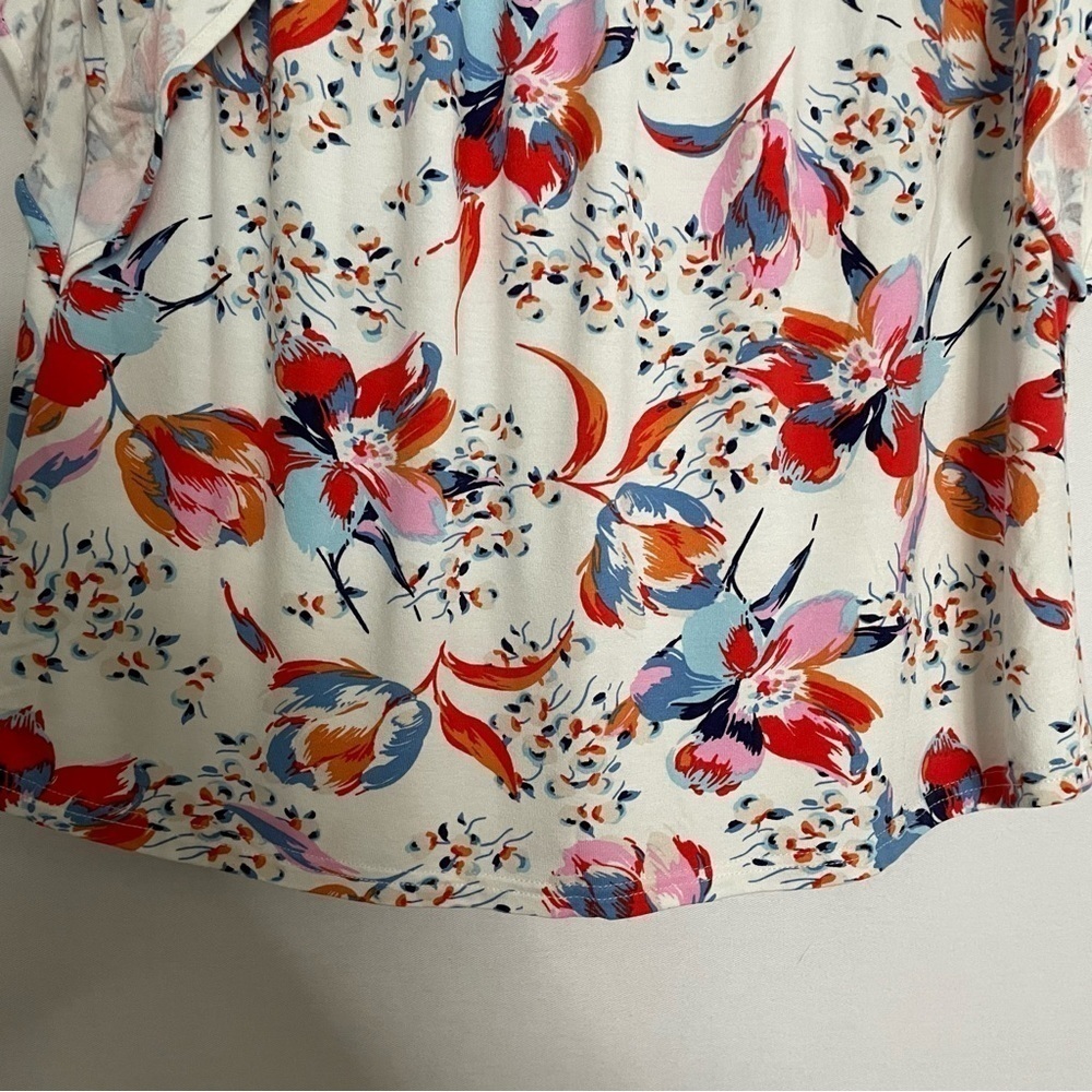 Anthropologie Meadow Rue Floral Print Ridge Yoke Flutter Sleeve Blouse - Picture 8 of 15